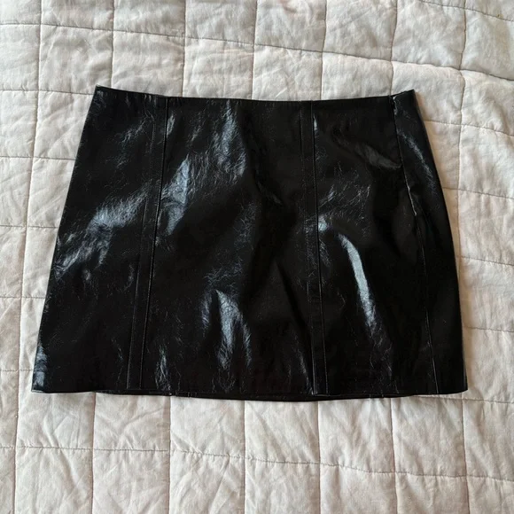 J. Crew Black Patent Faux Leather Mini Skirt - Picture 1 of 4
